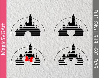 4 Disney Castle SVG, Disney SVG, Princess Castle SVG, Disney Castle Decal, Disney Castle Print, Castle Cut File, Castle Printable