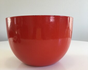 Vintage Finel Enamel Bowl by Kaj Franck, Red Enameled Mixing Bowl, Arabia Finland, Scandinavian Kitchen, Mid Century Kaj Franck Bowl