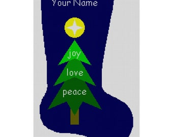 Personalized Needlepoint Christmas Stocking Canvas - Tree