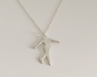 Ice skater pendant made of fine silver with sterling silver chain