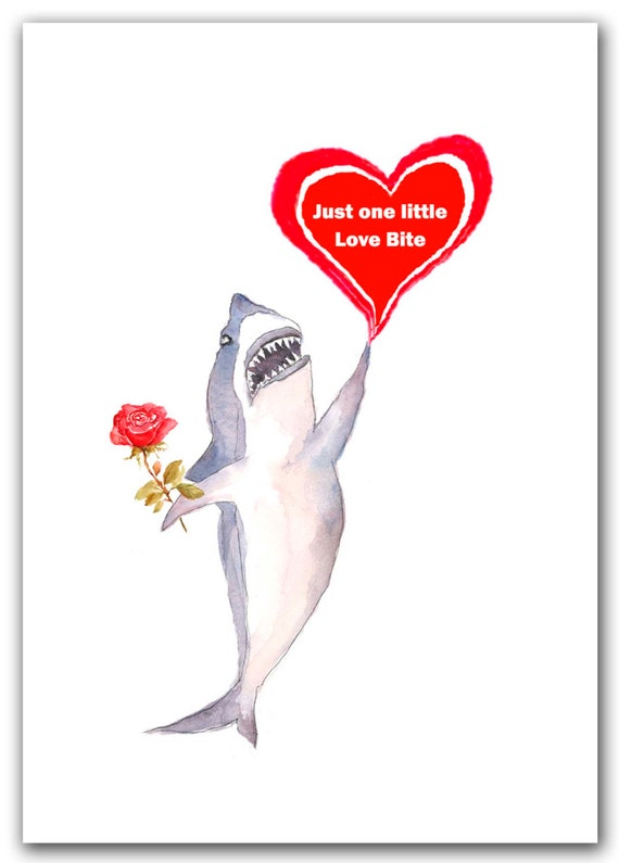 Items similar to Valentine shark card. shark cards, shark lovers ,great white shark card, shark
