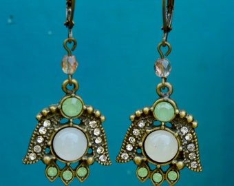 Antique Brass Embellished Pendant Earrings