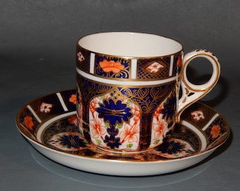 Vintage ROYAL CROWN DERBY Demi Cup Saucer Demitasse Old Imari 1128 Gold ~Free Shipping!