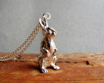 Bunny Charm Necklace, Bunny Necklace, Rabbit Necklace, Easter Gift, Child Necklace, Sterling silver, Rabbit Jewelry, Bunny Pendant