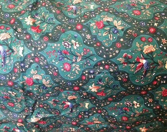 Bedspread, Pillow Shams in dark green with bird motif