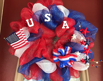 Red White and Blue Patriotic Wreath