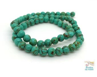 70 beads 6mm turquoise Howlite (ph222)
