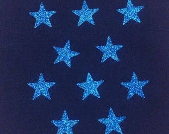 10 little stars clothing blue glittery 15x15mm