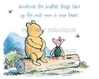 Set of 4 Classic Winnie the Pooh and Piglet Cards - Instant Download - 4 PDFs