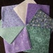 4 1/2" by 4 1/2" Lavender, Purple, Ivory, and Green Cotton Print Charm Pack for Quilting, Vintage Fabrics