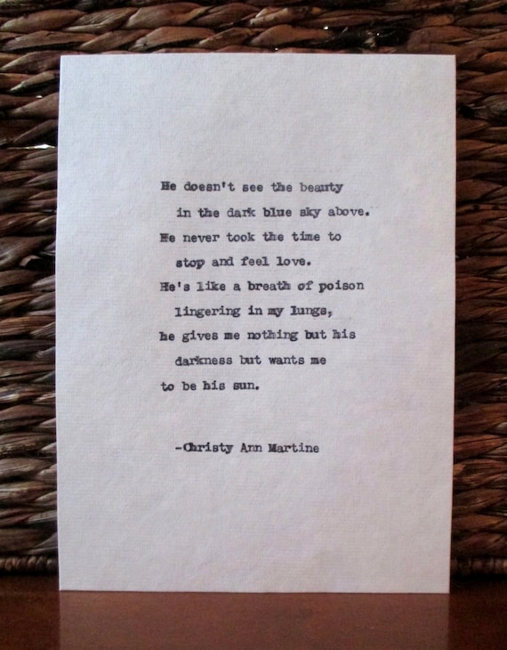 Dark Art - Domestic Violence - Emotional Abuse - Typewriter Poem