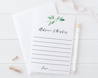 Advice Cards, Advice For the Bride and Groom, Greenery Bridal Shower Game, Greenery Baby Shower Advice, Instant Download - GN1
