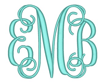 SALE 50% 4 Size Vine monogram 3 letters monogram Font BX fonts Embroidery Fonts, Machine Embroidery Designs