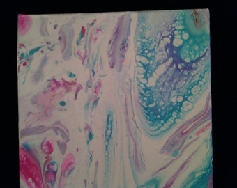 Fluid Art Painting 6x6 Gallery Wrapped Canvas Original