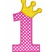 Instant Download Number 1 with Crown Applique Machine