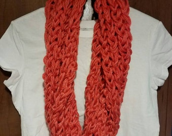 Coral colored long infinity scarf!