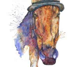 Brown Horse Art Print Horse Illustration Horse, Horse Print Horse Wall Art Watercolour Horse Print Digital Horse Print Horse Painting Print