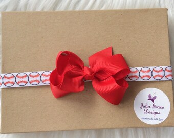 Baseball Bow Headband, Baseball Baby Headband, Baseball Headband, Baby Headband, Newborn Headband, Baseball, Baseball Bow, Headband, Hairbow