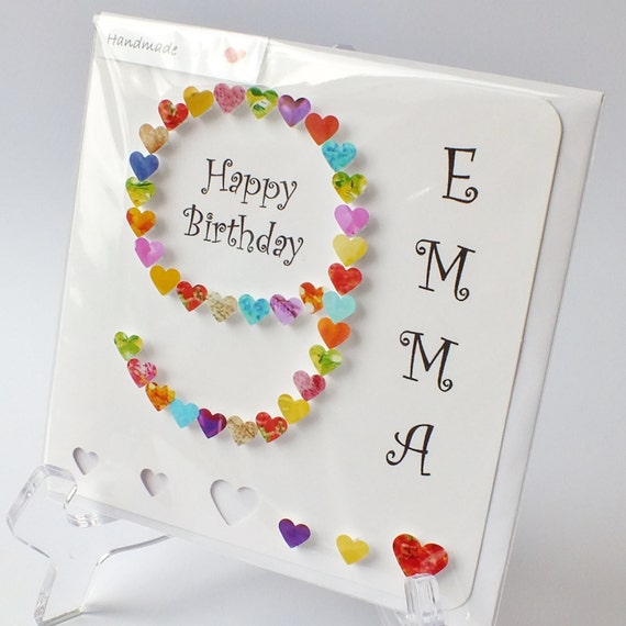 Personalised 9th Birthday Card Handmade Age 9 Card Hand