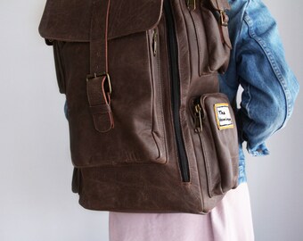 The Hemingway : A Genuine Full Leather Carryon Travel Backpack