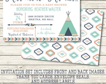 Tribal Baby Shower Invitation - Tribal Baby Shower Decorations - Tribal Invitation- Aztec Baby Shower Invitation - Arrow Baby Shower Invitat