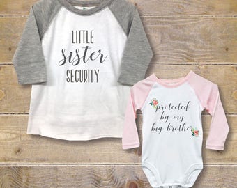Big Brother Little Sister Shirts, New Big Brother, Baby Shower Gift, Big Brother Baby Sister, New Big Brother, Sister Security Shirt