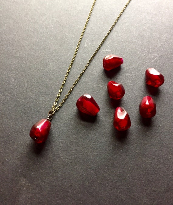 Pomegranate Seed Necklace pomegranate necklace fruit necklace