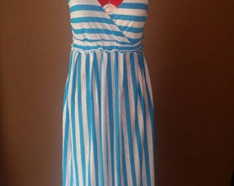 Blue and White Striped maxi dress