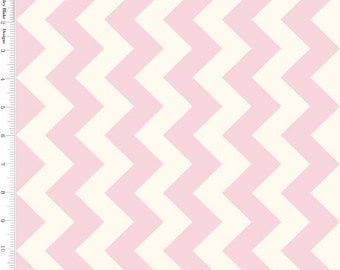 Pink Chevron Fabric, Riley Blake Le Creme C640-75 Medium Chevron Baby Pink & Cream, Pink Cotton Chevron Quilt Fabric