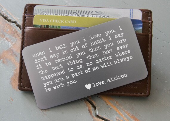 Personalized Wallet Card Custom Wallet Insert Silver Wallet