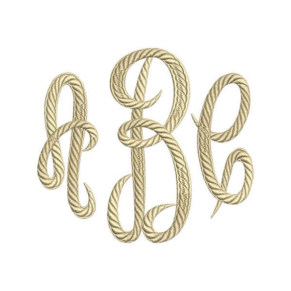 Classic Rope Monogram Embroidery Font Set Instant Download