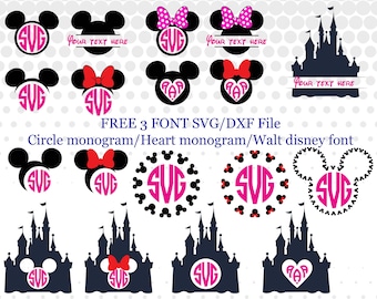 Mickey monogram svg,png,dxf/Minnie monogram svg,png,dxf/Disney monogram svg/png/dxf for Silhouette,Cricut,Design,Print and any more