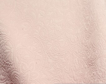Fabric cotton polyester double fabric Jacquard pastel pink flower excess width 260 cm wide