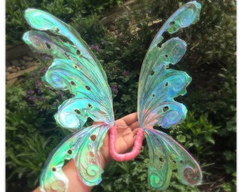 Adult/child Iridescent curly wire fairy wings realistic