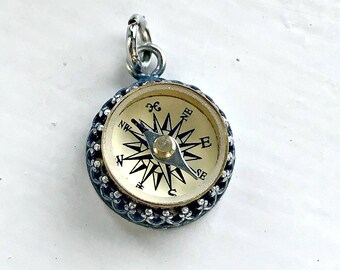Sterling Silver Working Compass Charm, Travelling Jewelry, Travelling Charm, Graduation Jewellery, Graduation Charm, Steampunk Necklace
