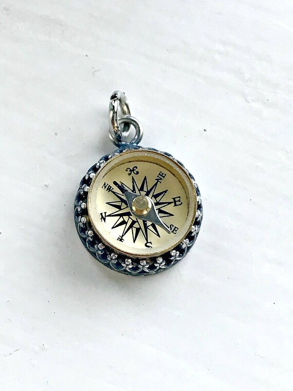 Sterling Silver Working Compass Charm Travelling Jewelry