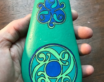 Celtic paiunted stone paperweight