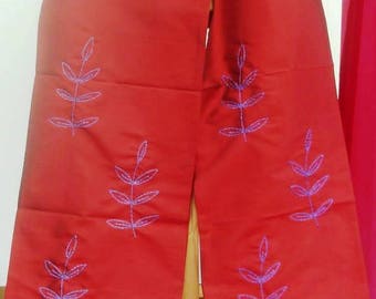 Hand embroidered silk scarf