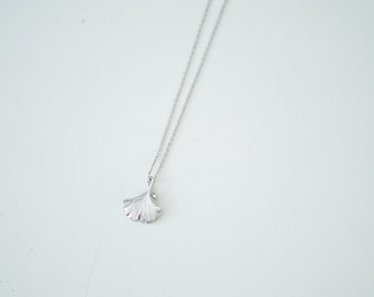 Silver Ginkgo Leaf Necklace, Leaf Necklace, Small Charm