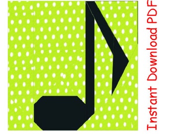 Note paper pieced quilt block music PDF Sewing Pattern INSTANT DOWNLOAD