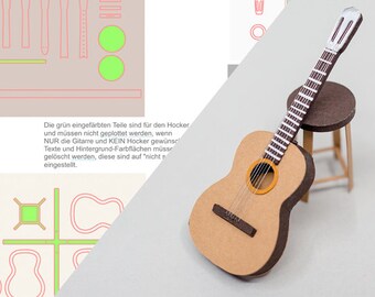Guitar and chair SVG, STUDIO3 and PDF for Silhouette Cameo or Brother ScanNCUT or other Cutting Machine, digital Download