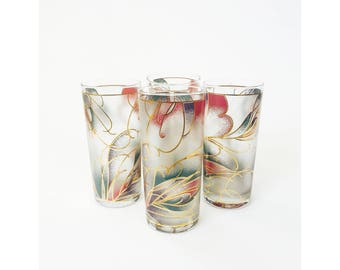 Vintage Abstract Pastel Tumblers / Set of 4 / Culver