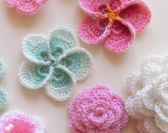 Crochet flower pattern, Crochet Plumeria Frangipani pattern, photo tutorial. Hawaiian flower applique, easy crochet pattern.