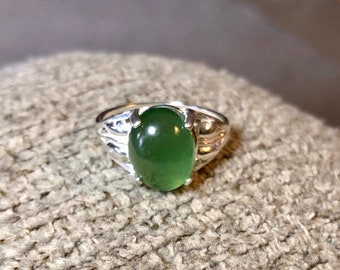 Sterling Silver Green Serpentine Ring