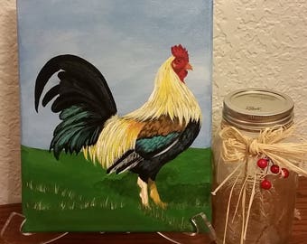 8x10 Acrylic Original Rooster Painting
