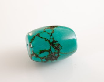 Turquoise Barrel Bead. Big Bead. Turquoise Barrel. Focal Bead. December Birthstone.