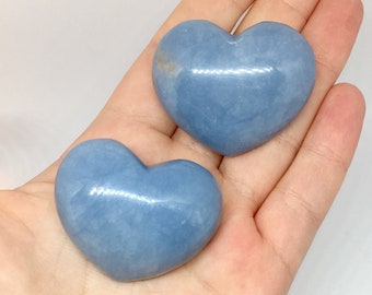 Angelite Puffy Crystal Heart Stone/ Crystal Healing/ Reiki