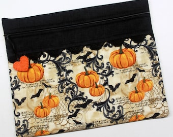Bats and Pumpkins Cross Stitch Embroidery Project Bag