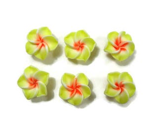 15 mm Polymer Clay Plumeria Flowers Set of 6 (SP5)