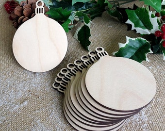Wooden Round Bauble Christmas Ornament Decoration, Gift Tags, Blank Shapes